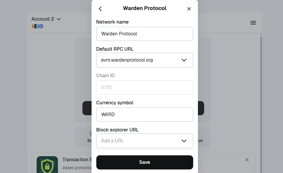 Adding Warden Protocol to MetaMask